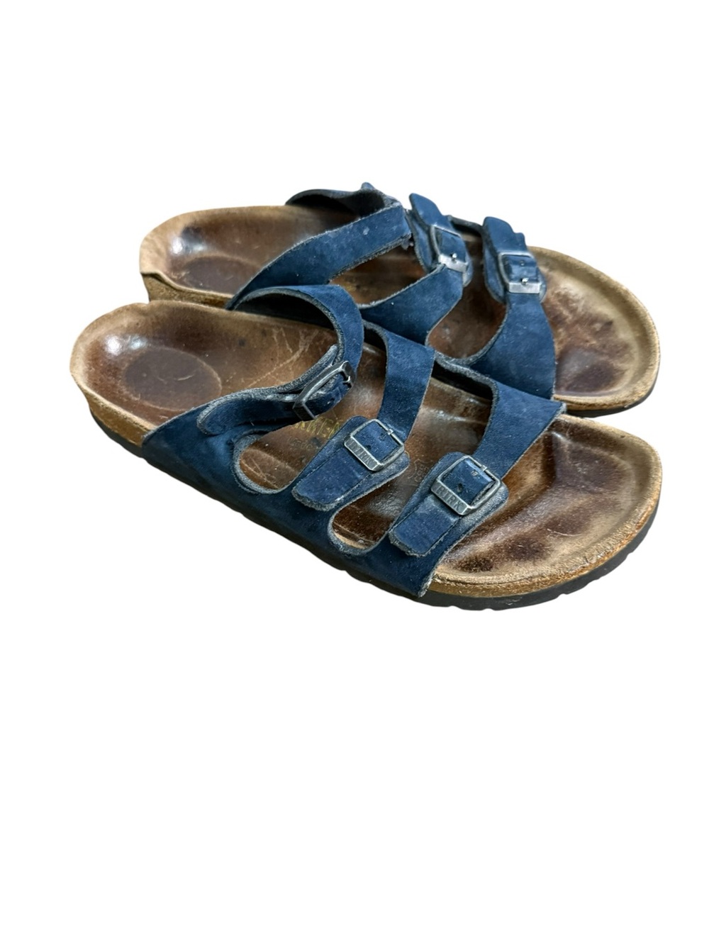 Birkenstock Florida Soft Footbed Birko-Flor Women Sandals Blue Suede 37/6-6.5
